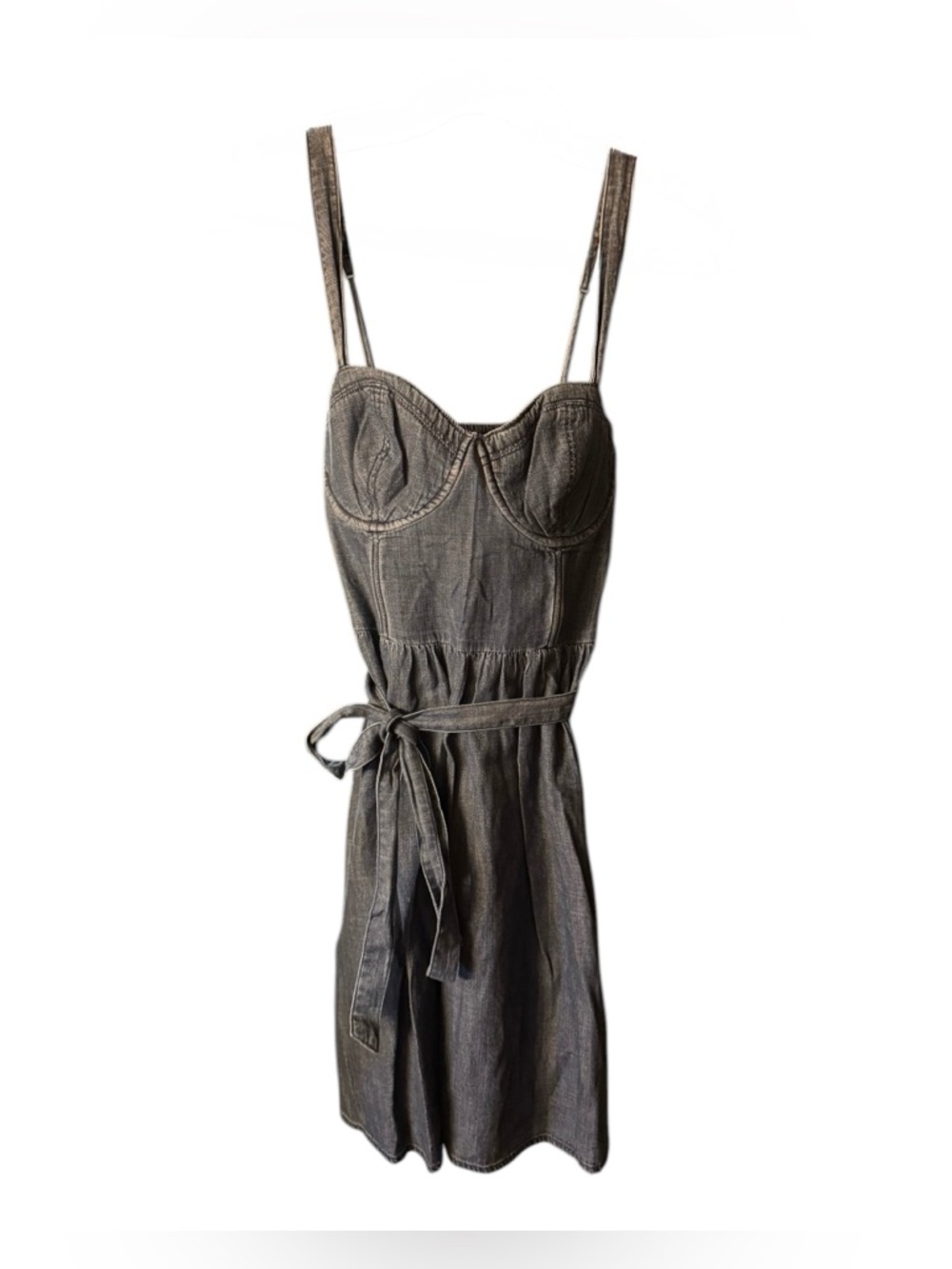 Abercrombie & Fitch Denim Belted Corset Jean Dress in Chambray - Picture 2 of 10